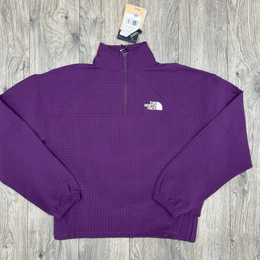 The North Face Pullover Sweatshirt Sz XS Womens Purple Tekware Grid 1/4 Zip $100